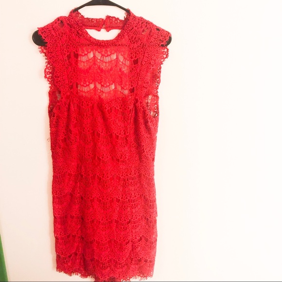 NWT Intimately Free daydream cherry lace open back mini dress - Picture 5 of 7